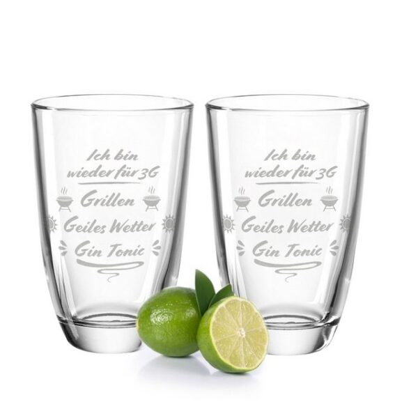 GRAVURZEILE Cocktailglas Montana GIN-Gläser 2er Set - 3G Grillen