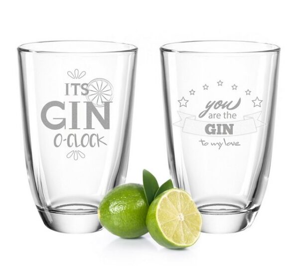 GRAVURZEILE Cocktailglas 2er Set Montana GIN-Gläser - It's Gin o'clock & You are the Gin