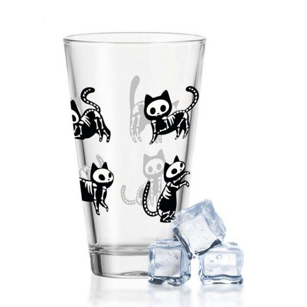 GRAVURZEILE Glas Wasserglas mit UV-Druck - Gruselkatze Design - mit Halloween Motiv