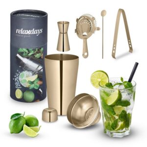 relaxdays Cocktail Shaker 5-teiliges Cocktail Shaker Set