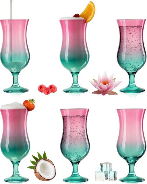 PLATINUX Cocktailglas Cocktailgläser Rosa-Türkis