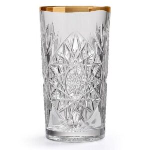 LIBBEY Cocktailglas Longdrinkglas Hobstar wellenförmiger Goldrand