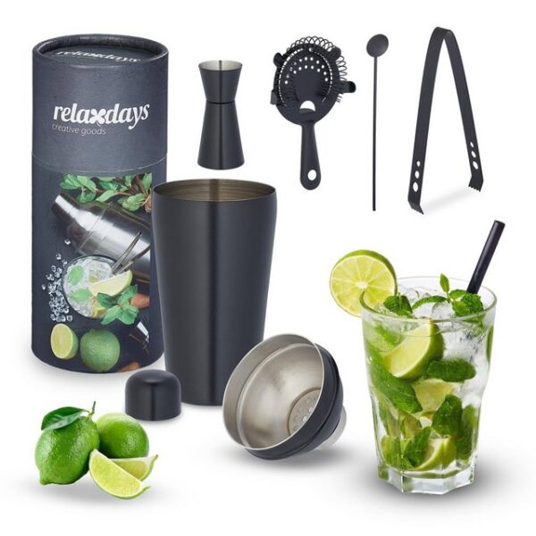 relaxdays Cocktail Shaker 5-teiliges Cocktail Shaker Set
