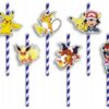 Festivalartikel Trinkhalme Pokemon Trinkhalme 8 Stück Papierstrohhalme Einweg Strohhalme