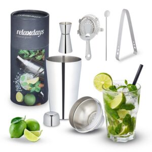 relaxdays Cocktail Shaker 5-teiliges Cocktail Shaker Set