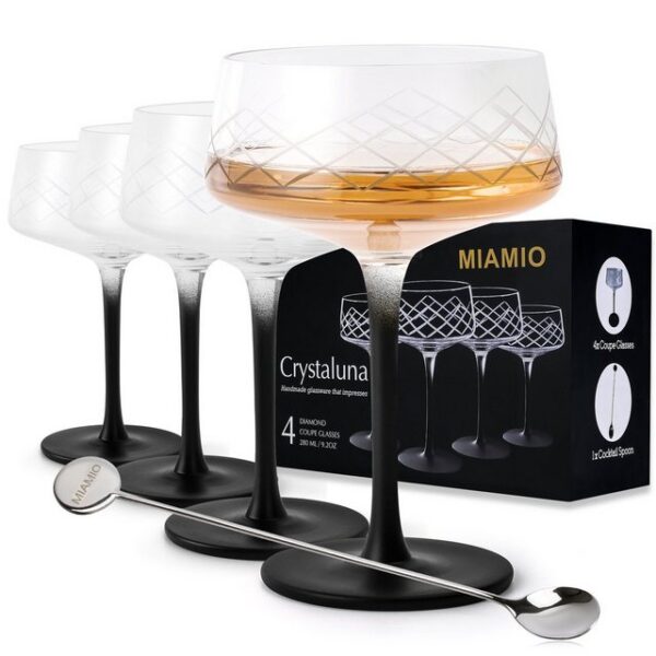 MiaMio Cocktailglas 4 x 280 ml Coupe Gläser Set