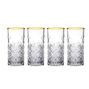 Pasabahce Cocktailglas TIMELESS 4er Set Wassergläser Lang 365 ml Gläser-Set Saft GOLD