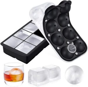 vokarala Eiswürfelform Eiswürfelform vokarala 2er Pack Silikon Eiswürfelformen Eiswürfelbehälter mit Deckel FDA SGS Zertifizierte Ice Cube Tray Wiederverwendbare Eiskugelform für Whisky Cocktails Saft Süßigkeiten (8 Fach)