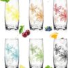 PLATINUX Glas Trinkgläser mit Blumen Dekor und geformten Boden