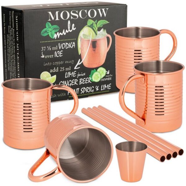 ONVAYA Cocktailglas Moscow Mule Becher Geschenk Set mit 4 Bechern