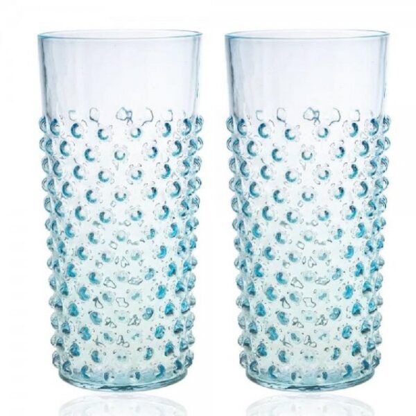 KLIMCHI Cocktailglas Studio Große Wassergläser Hobnail Underlay Azure Blau (2-teilig)