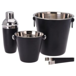 Excellent Houseware Cocktail Shaker 4-tlg. Bar-Set Edelstahl Mattschwarz