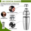 Novzep Cocktail Shaker 23 Stücke Edelstahl Barkeeper Kit mit Arbeitsplatte aus Bambus