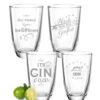 GRAVURZEILE Cocktailglas 4er Set GIN-Gläser - Nach mir die GINflut & Der Abend kann beGINnen