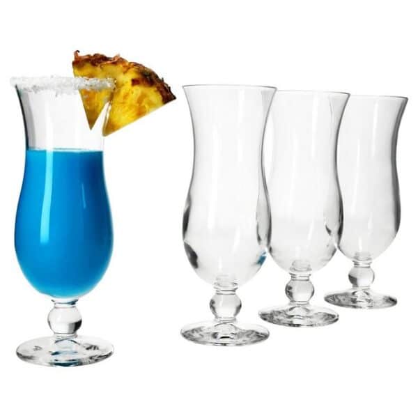 MamboCat Cocktailglas 4x Blue Hawaii Cocktail-Gläser 350ml Longdrink-Glas Hurricane-Kelch