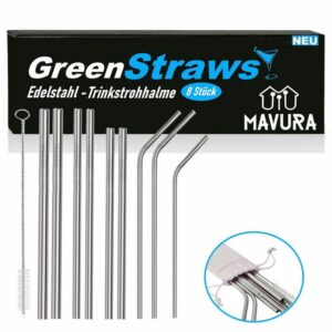 MAVURA Trinkhalme GreenStraws Edelstahl Strohhalme Set Metall Cocktail