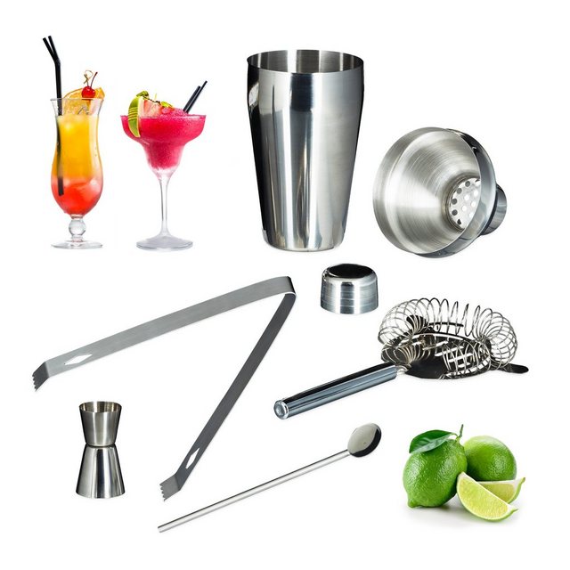 relaxdays Cocktail Shaker Cocktailset Edelstahl 5-teilig