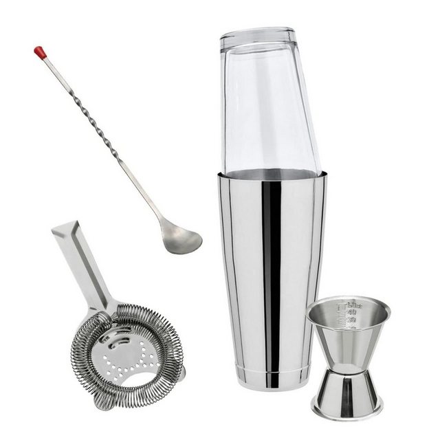 FUCHS Cocktail Shaker Сocktail Set- Boston Shaker mit Original Mixing-Glas