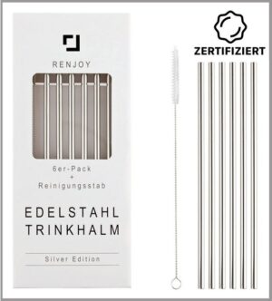 RENJOY Trinkhalme Strohhalme Edelstahl Trinkhalme Bargläser/Cocktailgläser