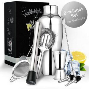 Vezato Cocktail Shaker Vezato Cocktail Set aus Edelstahl – Cocktail Shaker Set