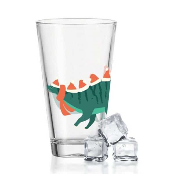 GRAVURZEILE Glas mit UV Druck Weihnachtsmotiv - Santasaurus