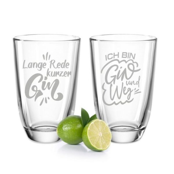 GRAVURZEILE Cocktailglas 2er Set GIN-Gläser - Lange Rede kurzer GIN & Ich bin GIN und Weg