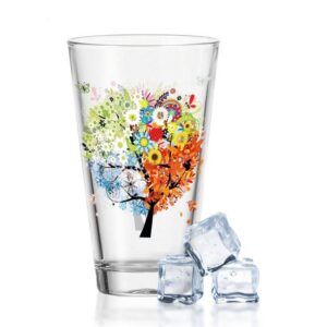 GRAVURZEILE Glas Wasserglas mit UV-Druck - im Vier Jahreszeiten Design