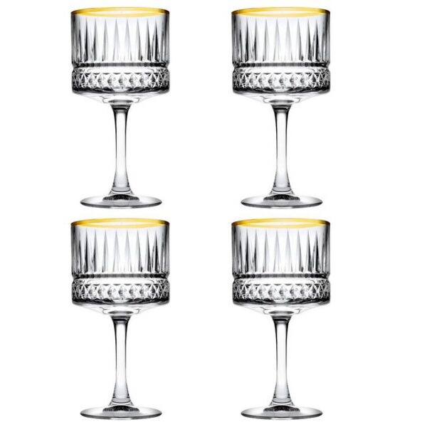 TYA Collection Cocktailglas Golden Glas Trinkgläser Dessertglas 4-tlg