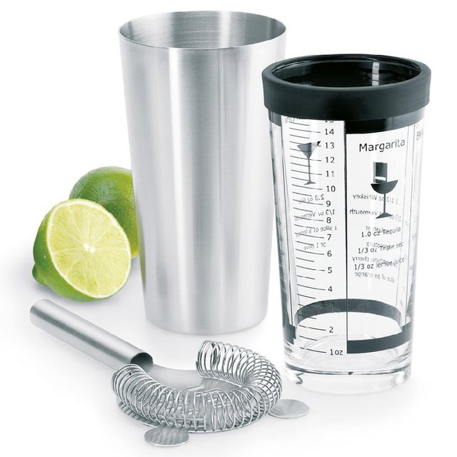 blomus Cocktail Shaker BostonShakerSet Lounge mit Barsieb Metallbecher Mixglas Edelstahl