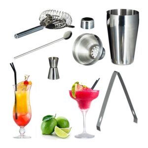 relaxdays Cocktail Shaker 2 x Cocktailset Edelstahl 5-teilig